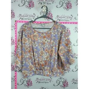 OLI VIV Lavender Floral Short-Sleeve Cropped Top